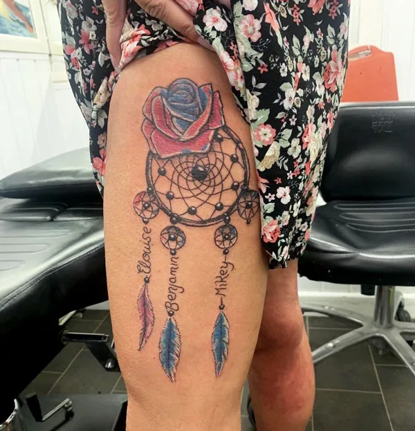 Dreamcatcher name tattoo