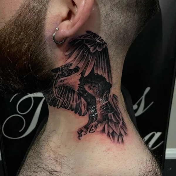 Eagle Neck Tattoo 2
