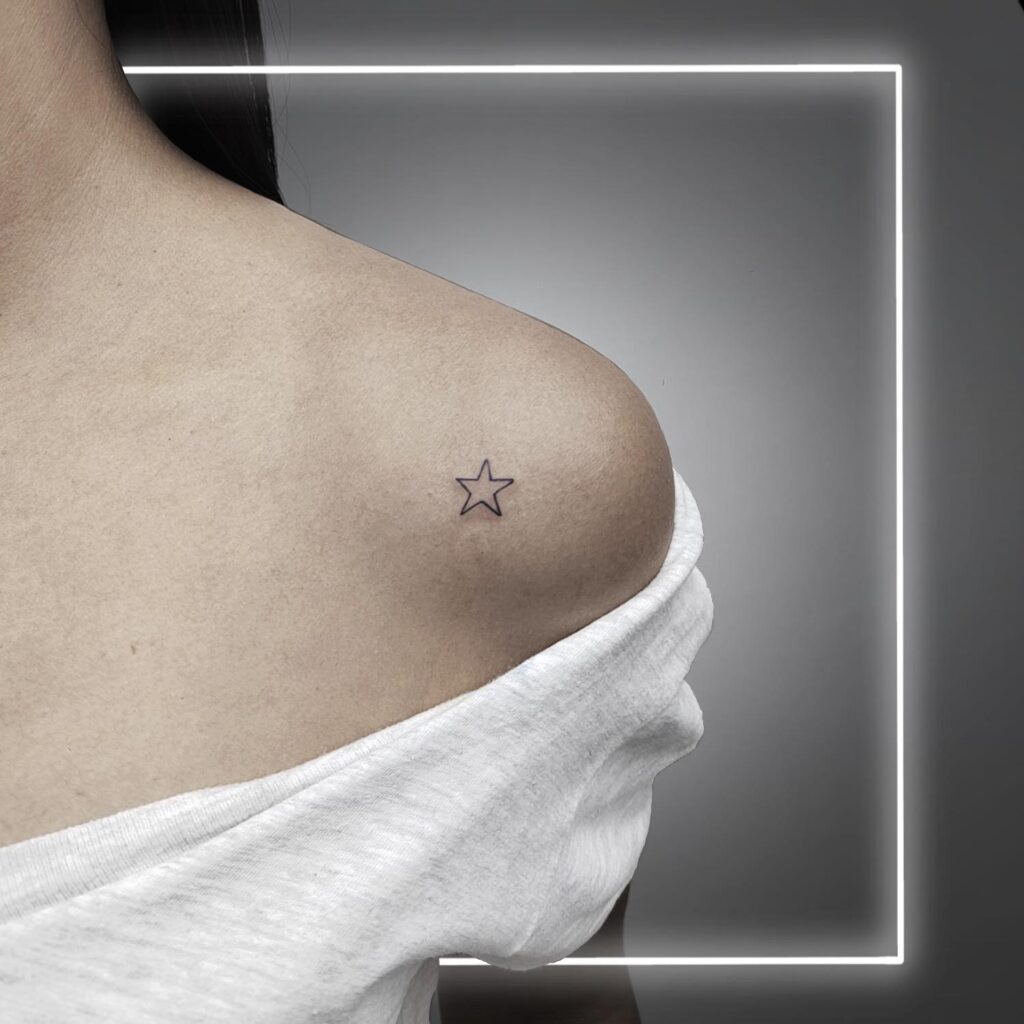 Elegant single outline star tattoo designs for females