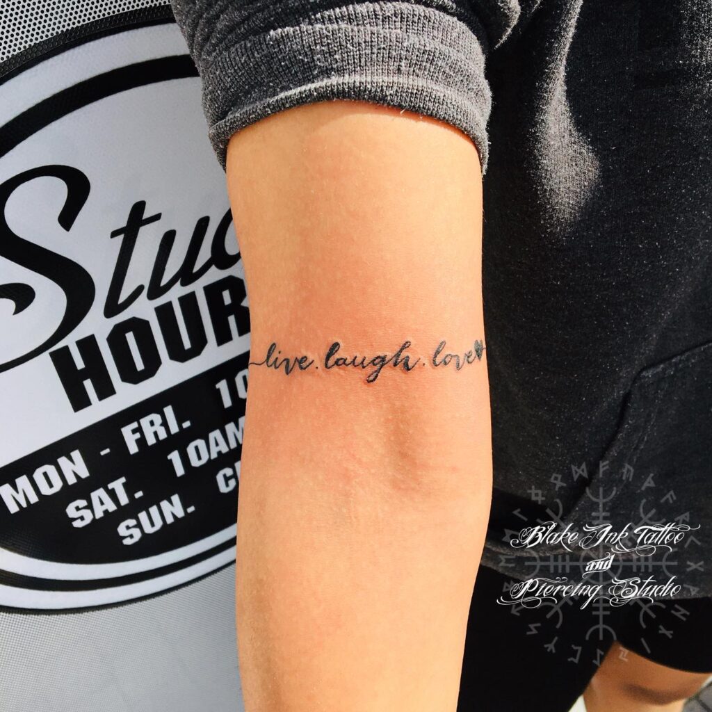 Enchanting Affection Meaningful Live Love Laugh Tattoo on Arm for Him