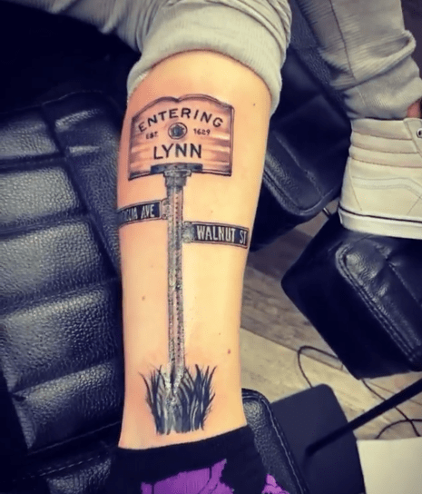 Entering The Lynn Street Sign Tattoos