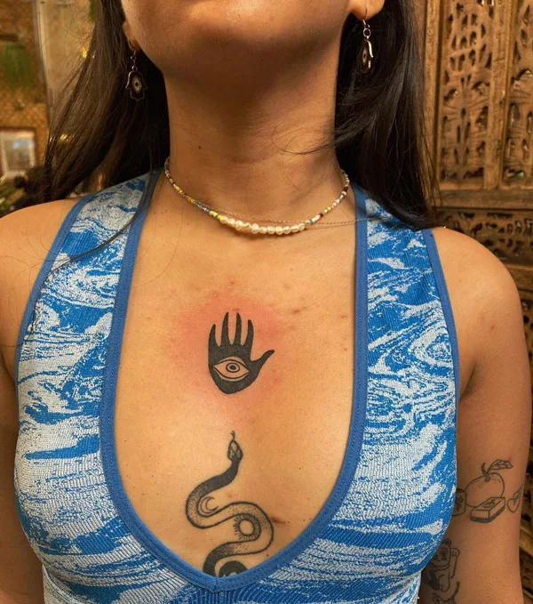Evil Eye Chest Tattoo 2