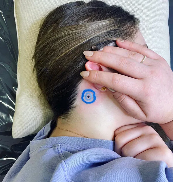 Evil Eye Tattoo Behind the Ear 1