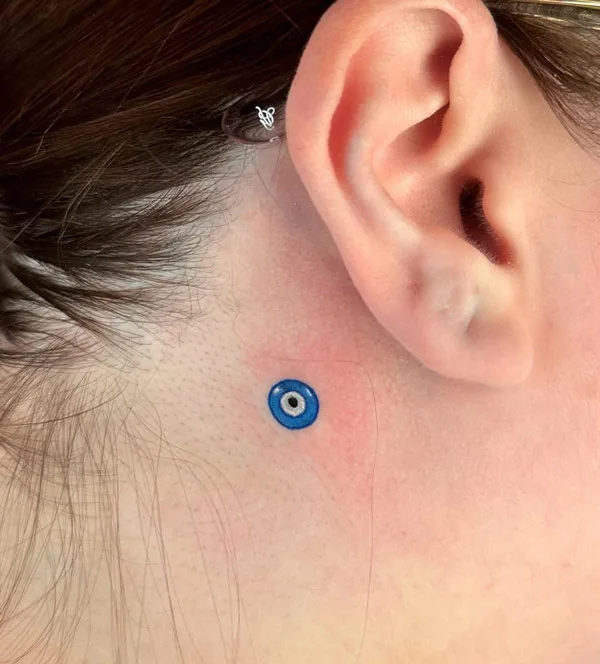 Evil Eye Tattoo Behind the Ear 2