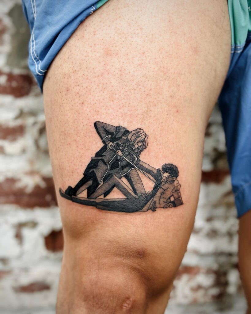 Exploring iconic anime duos spike vs. Vicious tattoo above the knee