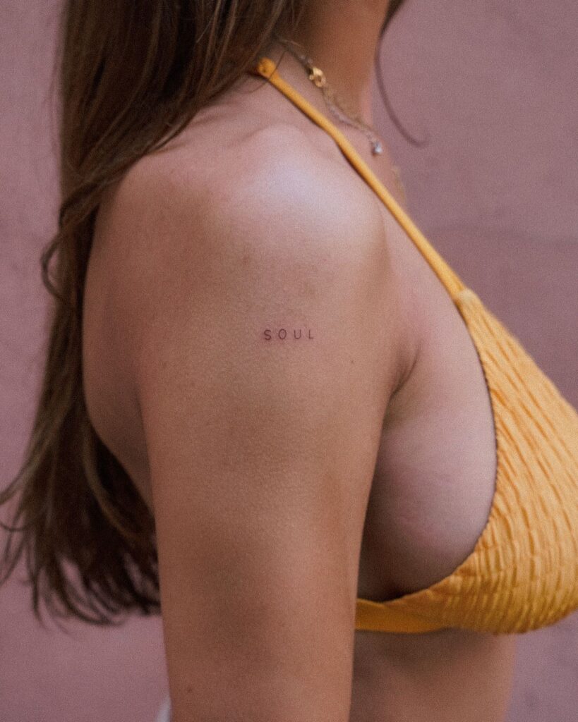 Exquisite feminine tattoo designs for upper arm elegant lettering inspiration