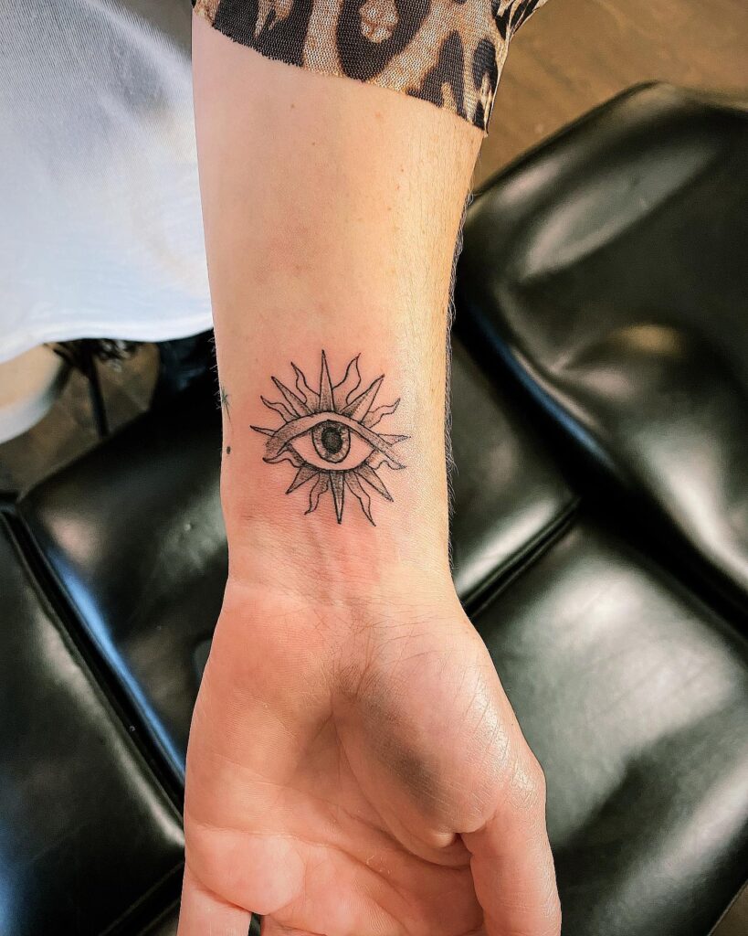 Eye tattoo meaning and placement on the inner wrist