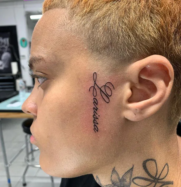 Face name tattoo