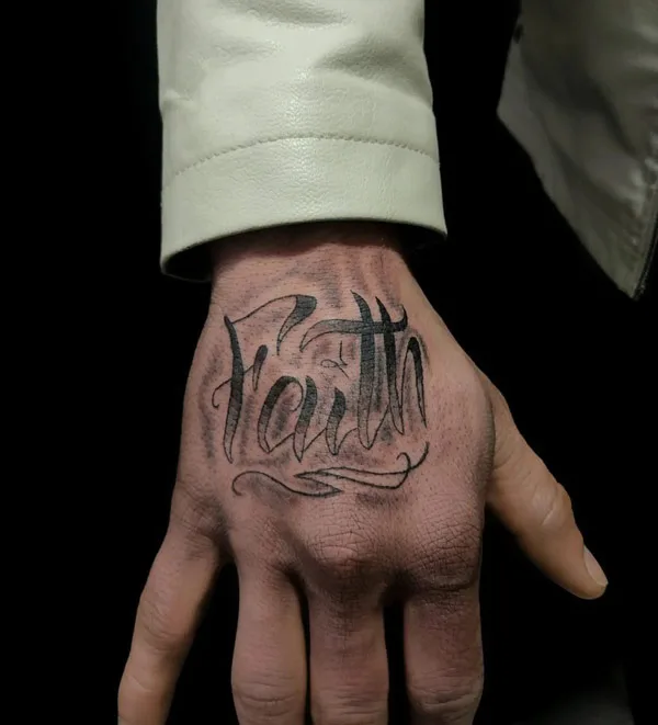 Faith Tattoo on Hand 1