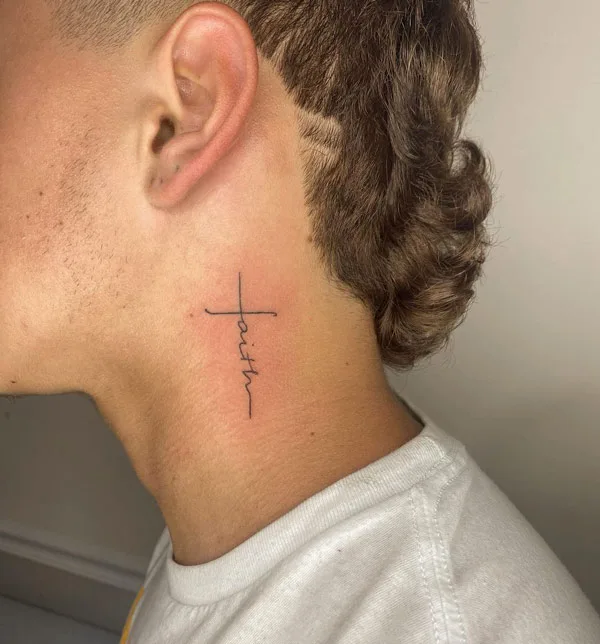 Faith tattoo on Neck 2