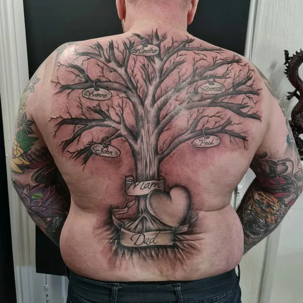 Family Tree Back Tattoo 1
