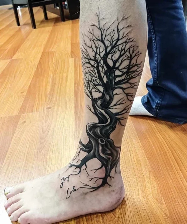 Family Tree Blackwork Tattoo 2