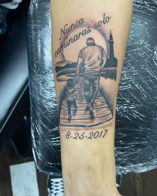 Father Son Tattoo on Forearm 1