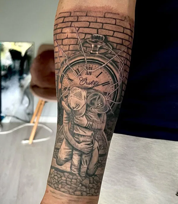 Father Son Tattoo on Forearm 2