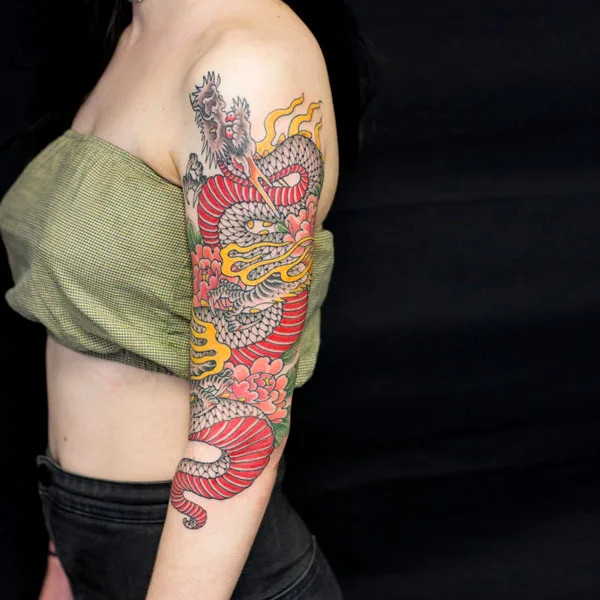 Female Japanese dragon tattoo 1