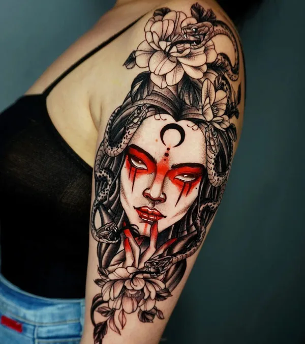 Feminine beautiful medusa tattoo