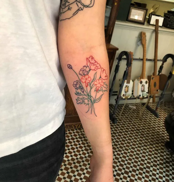 Fine Line Wildflower Tattoo 1