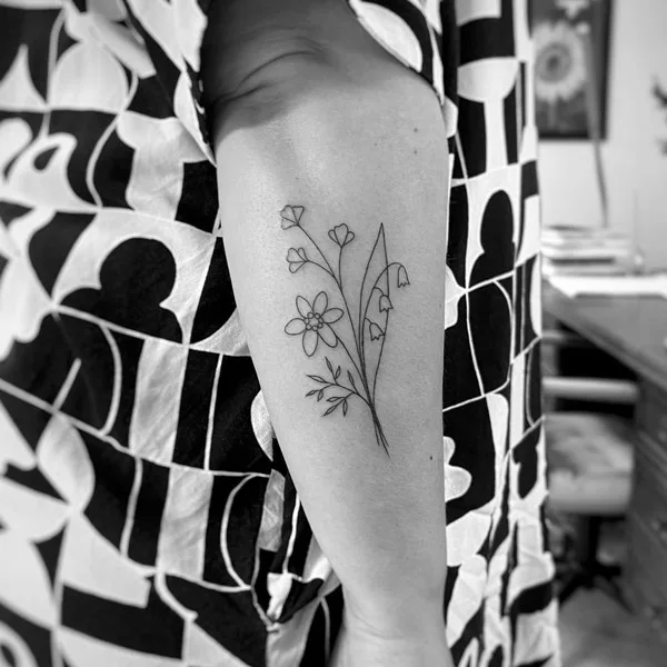 Fine Line Wildflower Tattoo 2
