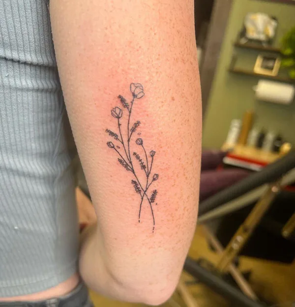 Fine Line Wildflower Tattoo 3