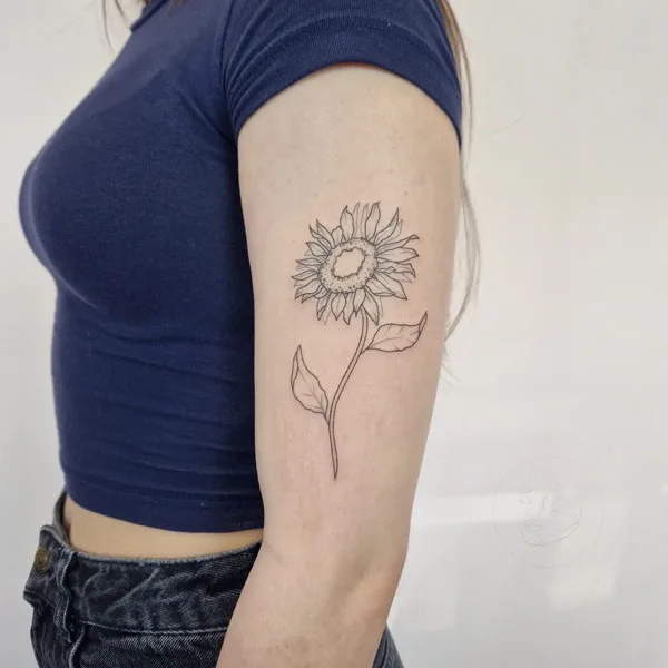 Fine-line Sunflower Tattoo