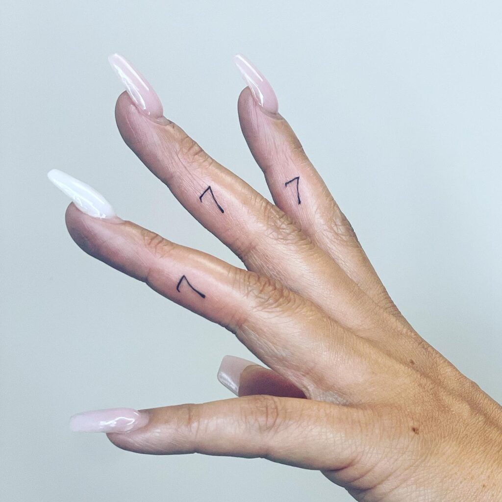 Fineline 777 digits on each finger a sleek and minimalist numerical accent fingertip fortune 