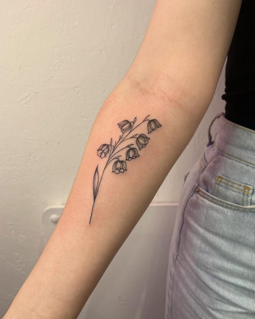 Fineline Cutest Lil Bluebell Tattoo for Girls' Forearms