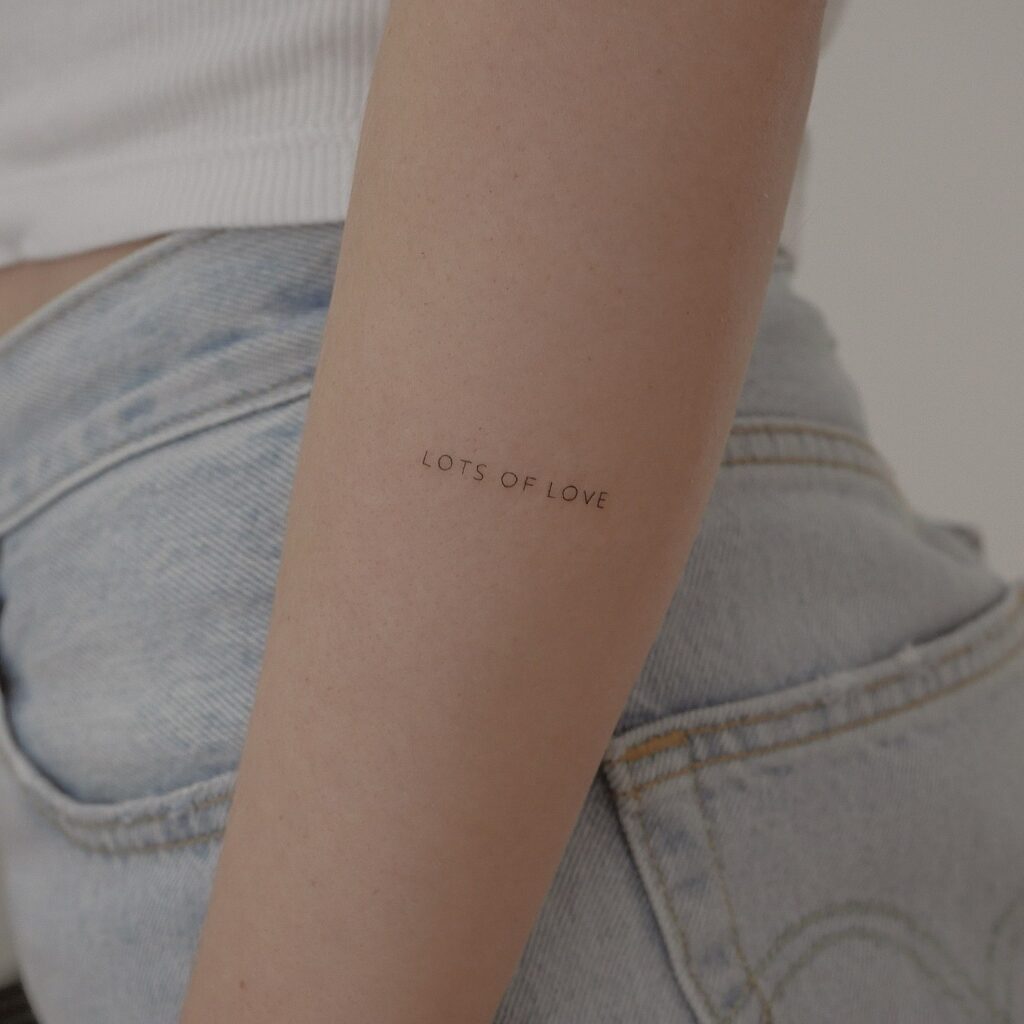 Fineline 'Lots of Love' Side Lettering Text Tattoo: Light Love