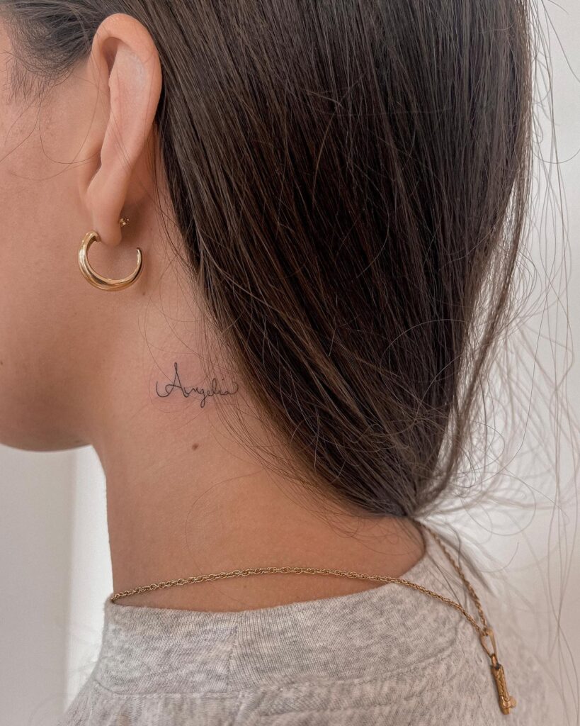 Fineline Handwritten 'Angelia' Name on the Side: Angelic Grace