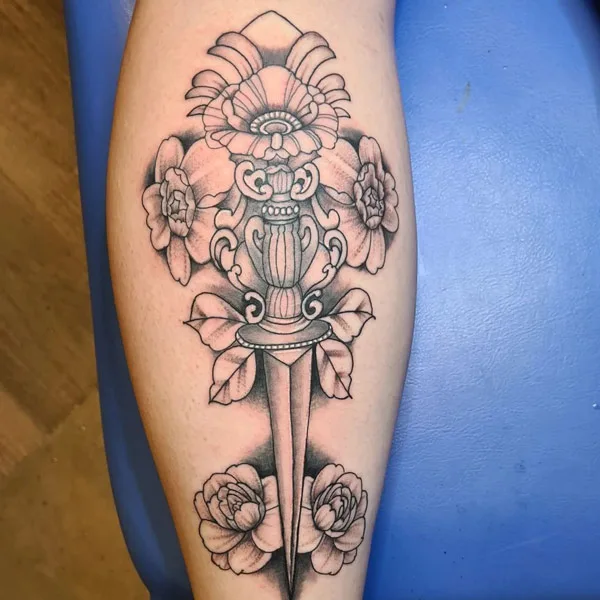 Floral Calf Tattoo 1
