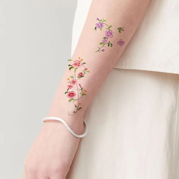 Floral Music Note Tattoo