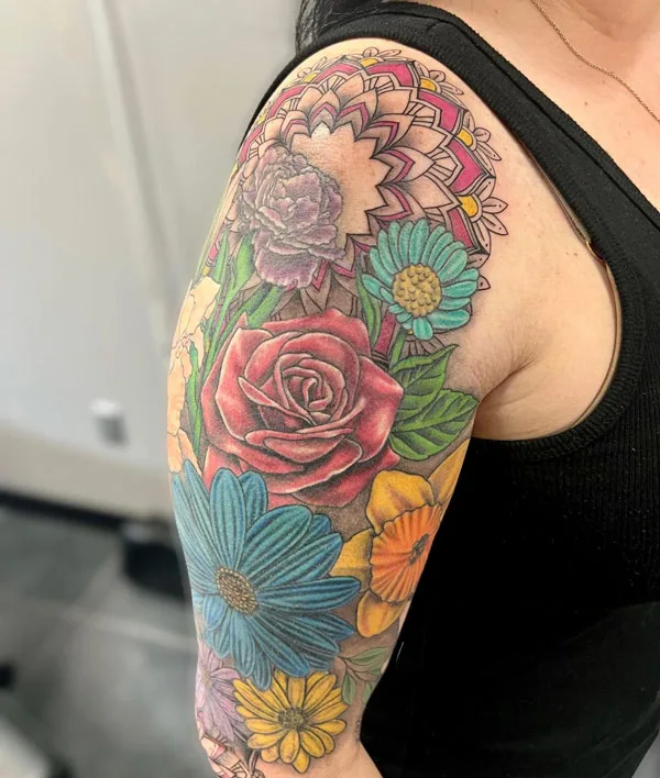 Flower Half Sleeve Tattoo 1