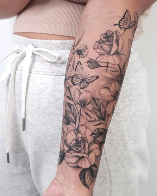 Flower Half Sleeve Tattoo 2