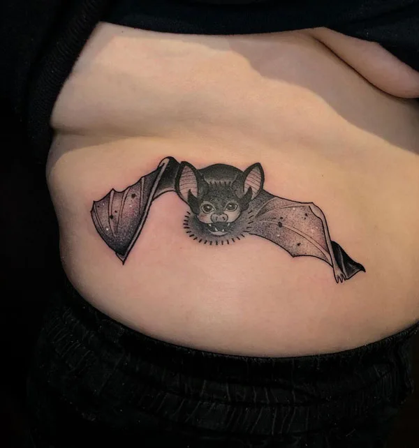Flying bat tattoo