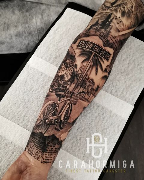 Follow Dream Street Sign Tattoos