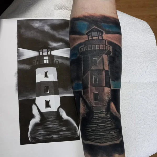 Forearm Lighthouse Tattoo 1