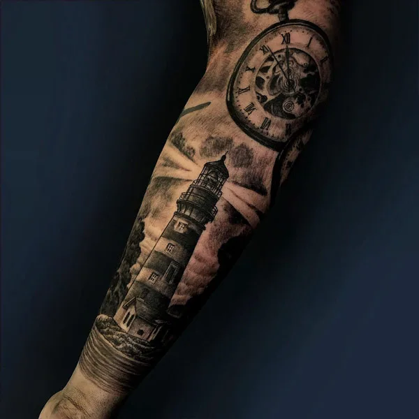 Forearm Lighthouse Tattoo 2