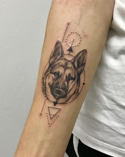 Forearm shaded german shepherd tattoos with meaning Forearm shaded german shepherd tattoos with meaning