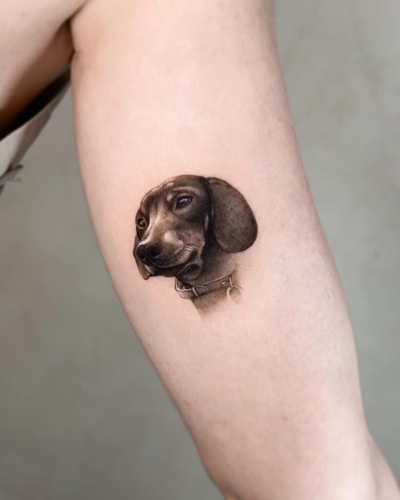 Forever furry friend inner arm dog pet tattoo