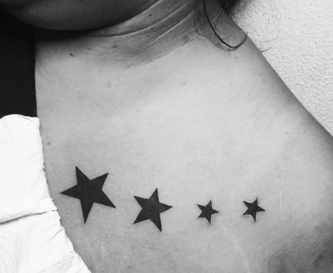 Four Dark-shaded Star Tattoo with image Four Dark-shaded Star Tattoo with image