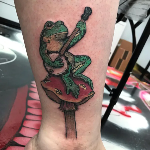 Frog Playing Banjo Tattoo 1