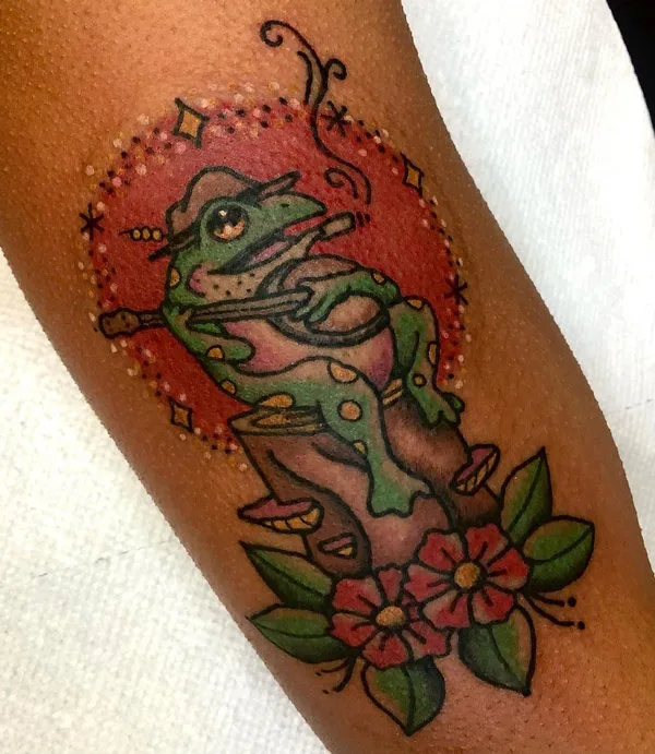 Frog Playing Banjo Tattoo 2
