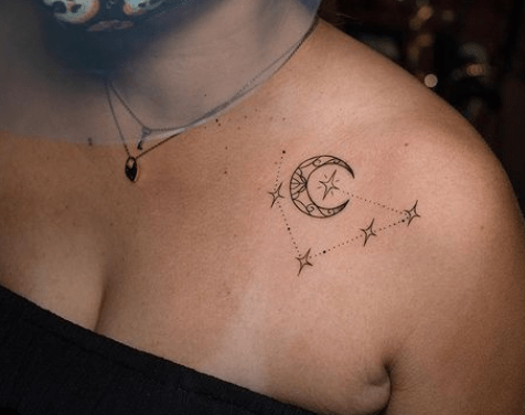 Front Shoulder's Zodiac Constellation Tattoo: Celestial Identity