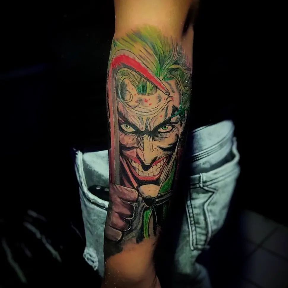 Full Color Joker Tattoo on Hand