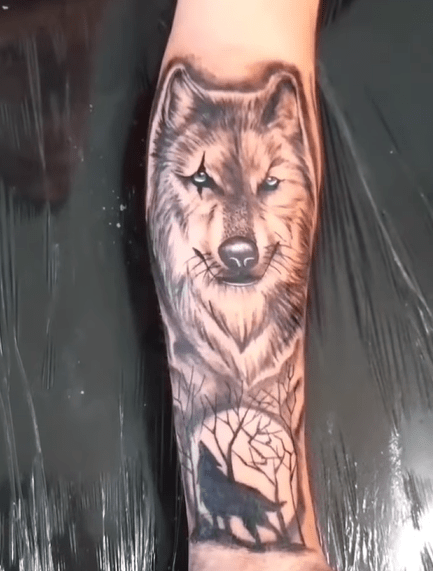 Full Moon Night Howling Wolf Forearm Tattoo Ideas