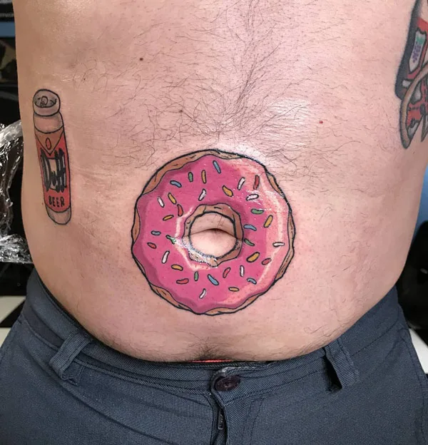 Funny belly button tattoo