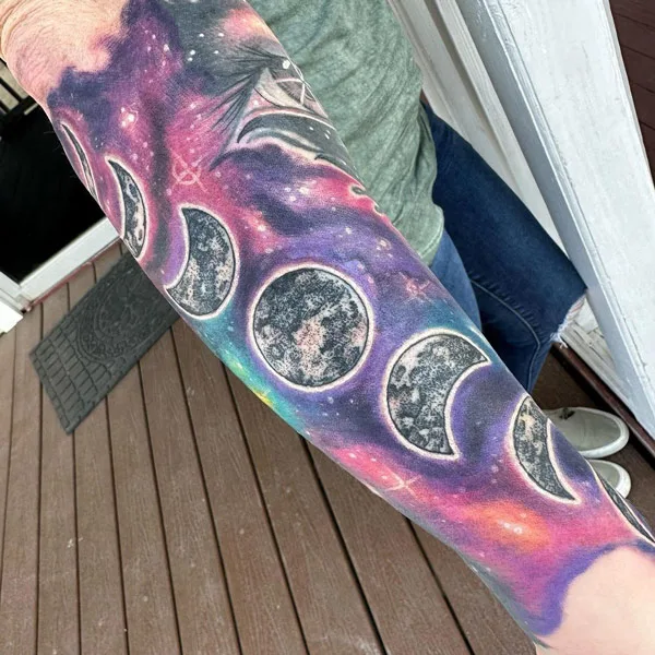 Galaxy Moon Phase Tattoo 1