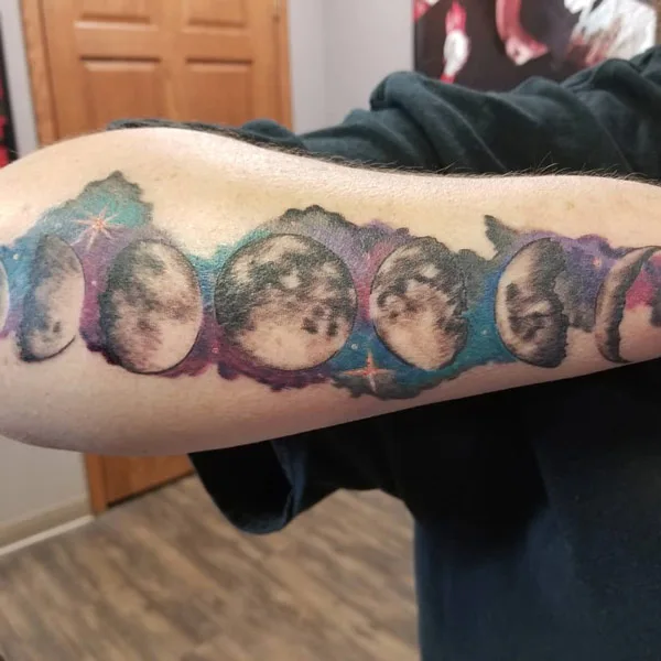Galaxy Moon Phase Tattoo 2