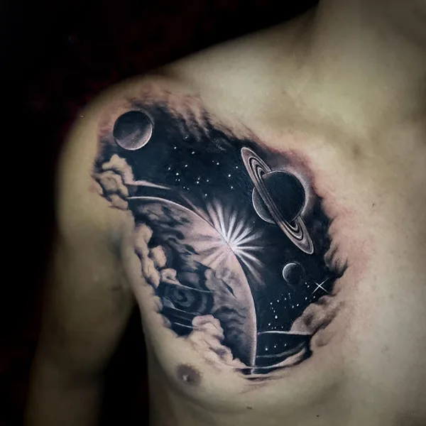 Galaxy Tattoo On The Chest 2