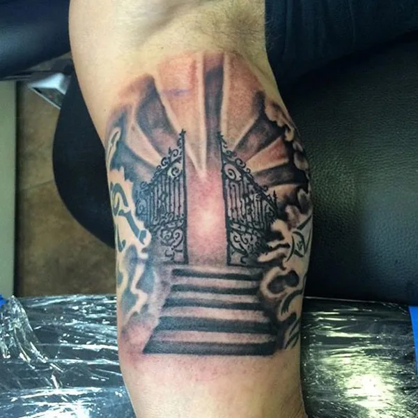 Gates of Heaven Bicep Tattoo 1