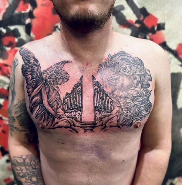 Gates of Heaven Chest Tattoo 1